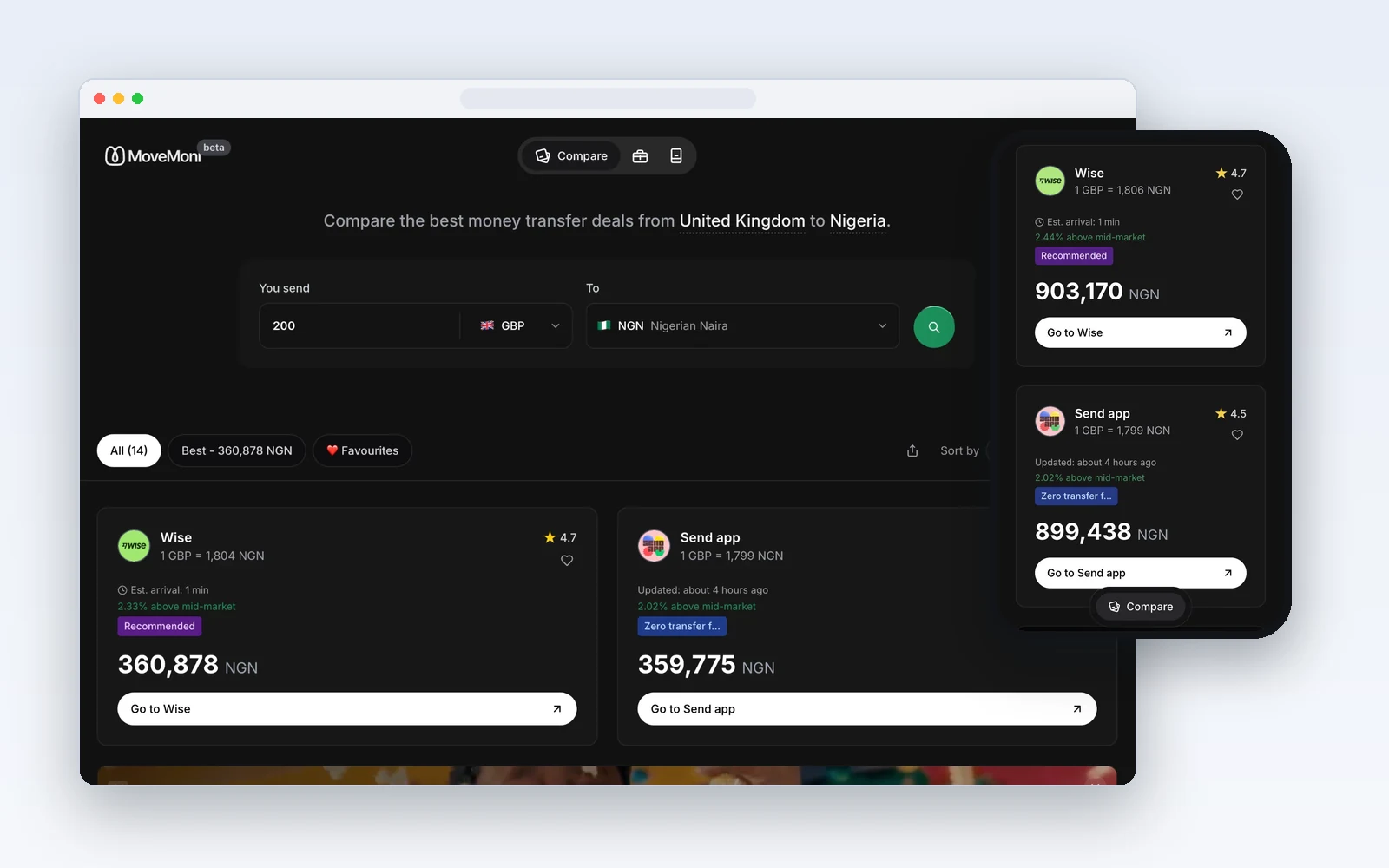 Movemoni screens